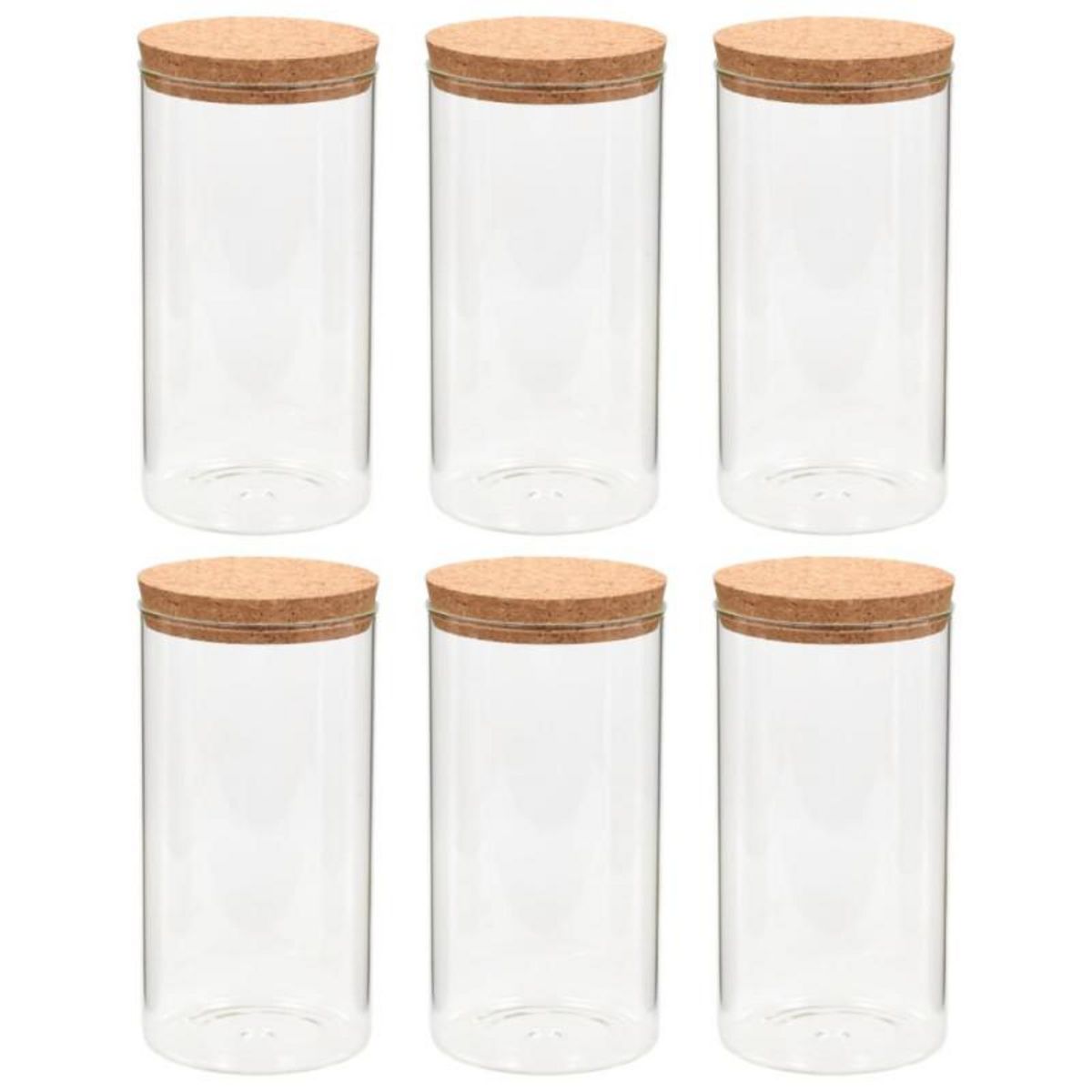 VIDAXL 6pcs Pots de conservation en verre et couvercle en liège 1100ml