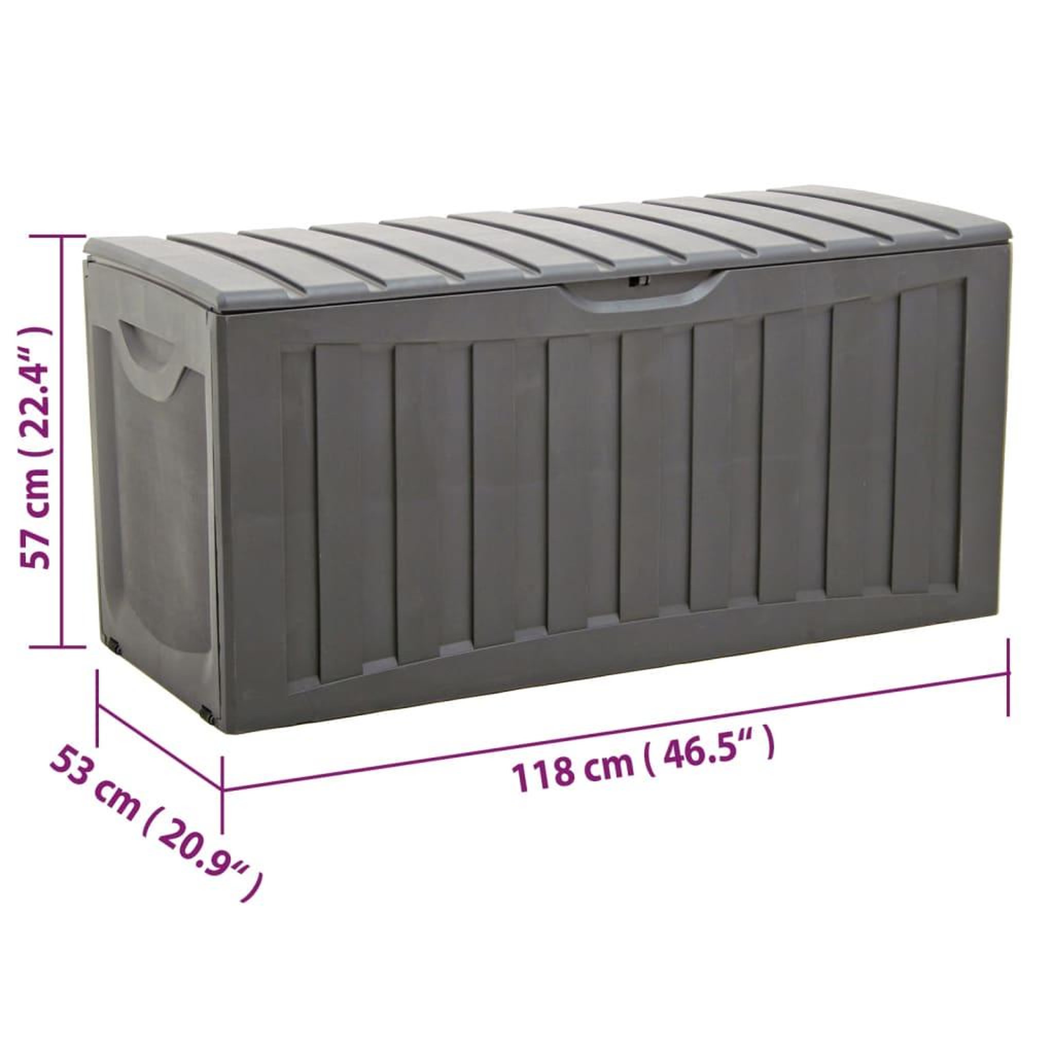 Voir la diapositive 6 : VIDAXL Boîte de rangement Noir 118x53x57 cm Polypropylene