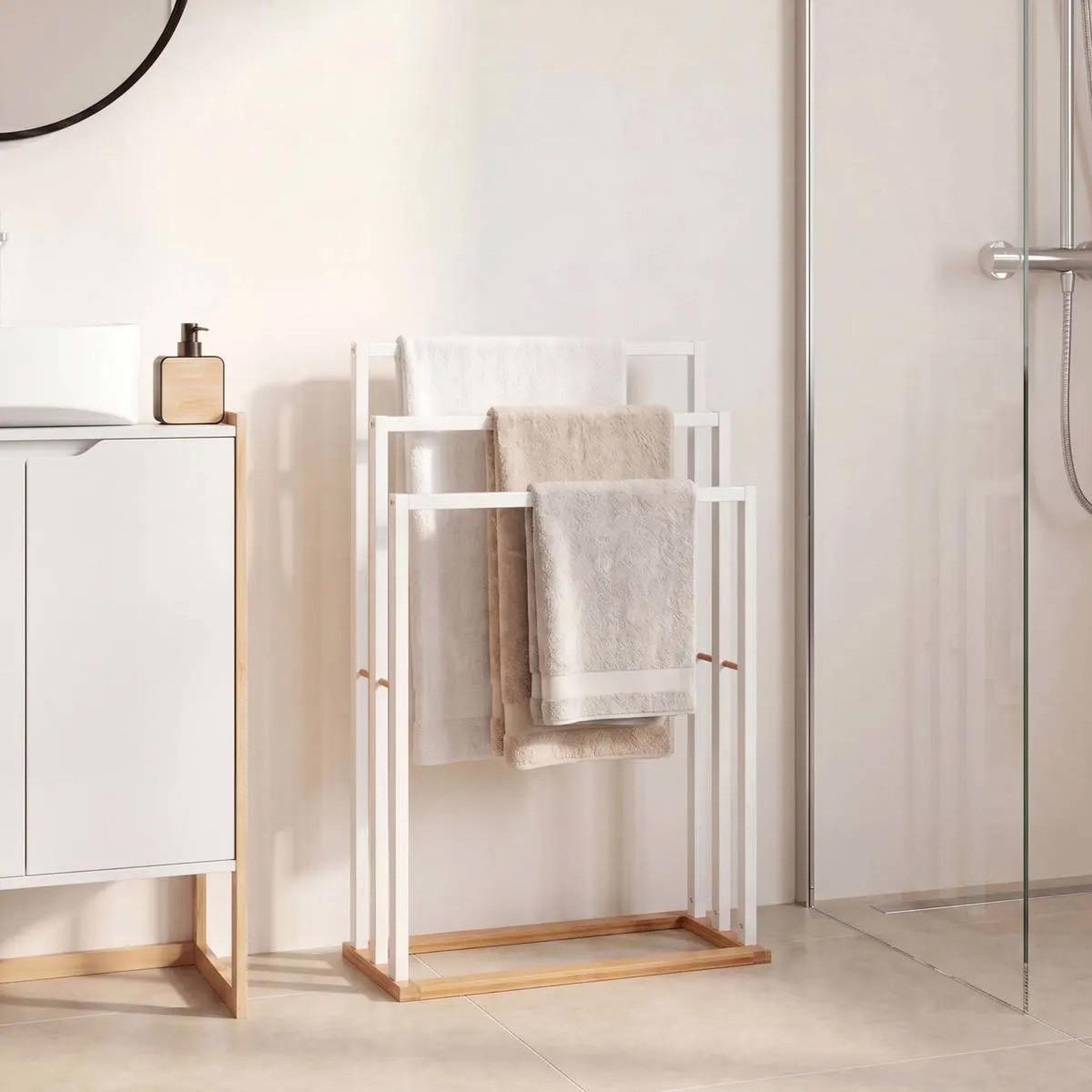 Voir la diapositive 4 : FIVE Porte-serviettes bois  bambou  blanc