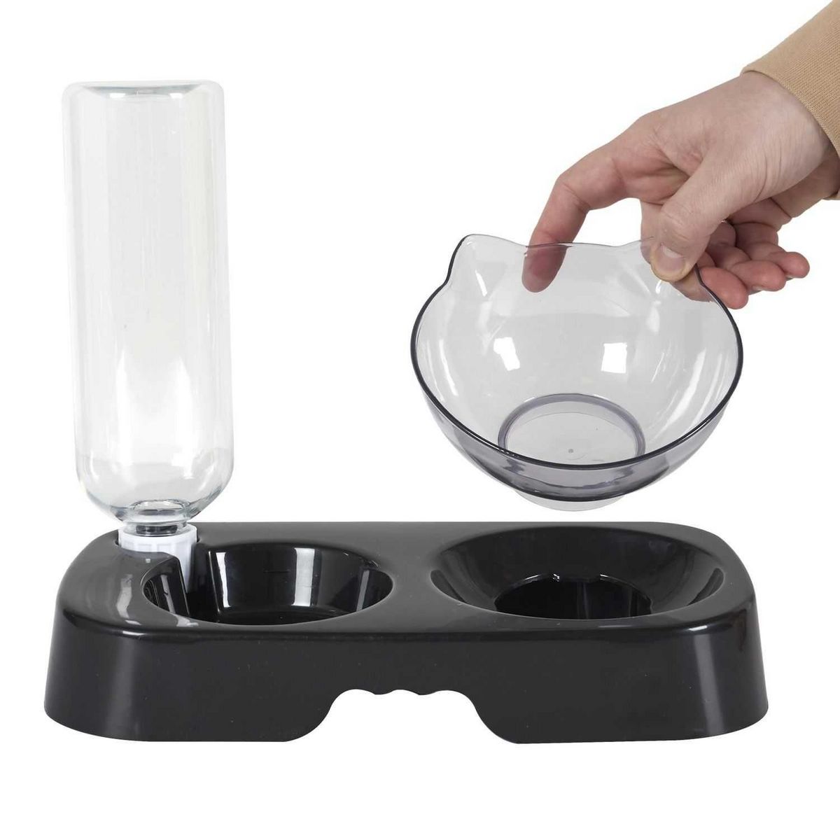 The concept Factory Gamelle et distributeur d'eau pour chat et chien - Noir
