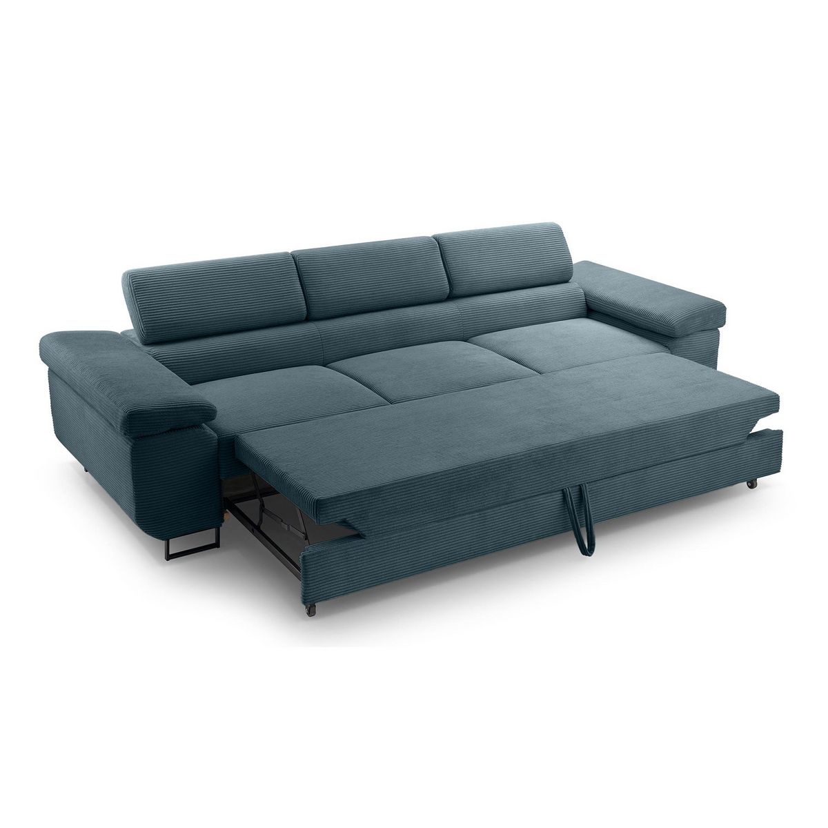 BEST MOBILIER Pablo - canapé 3 places - convertible avec têtières réglables - en velours côtelé