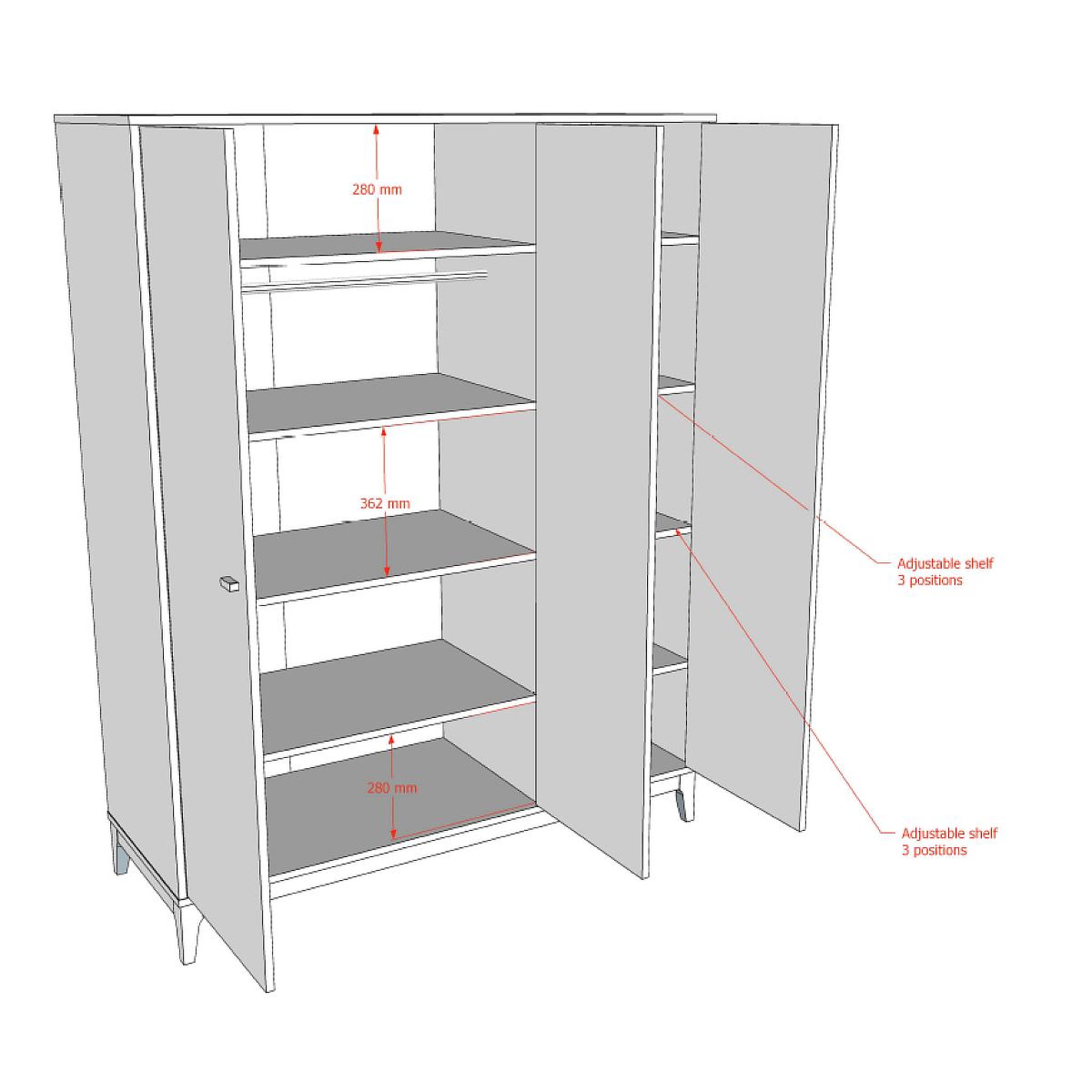 Voir la diapositive 4 : Vipack Armoire ilyas 3 portes noyer