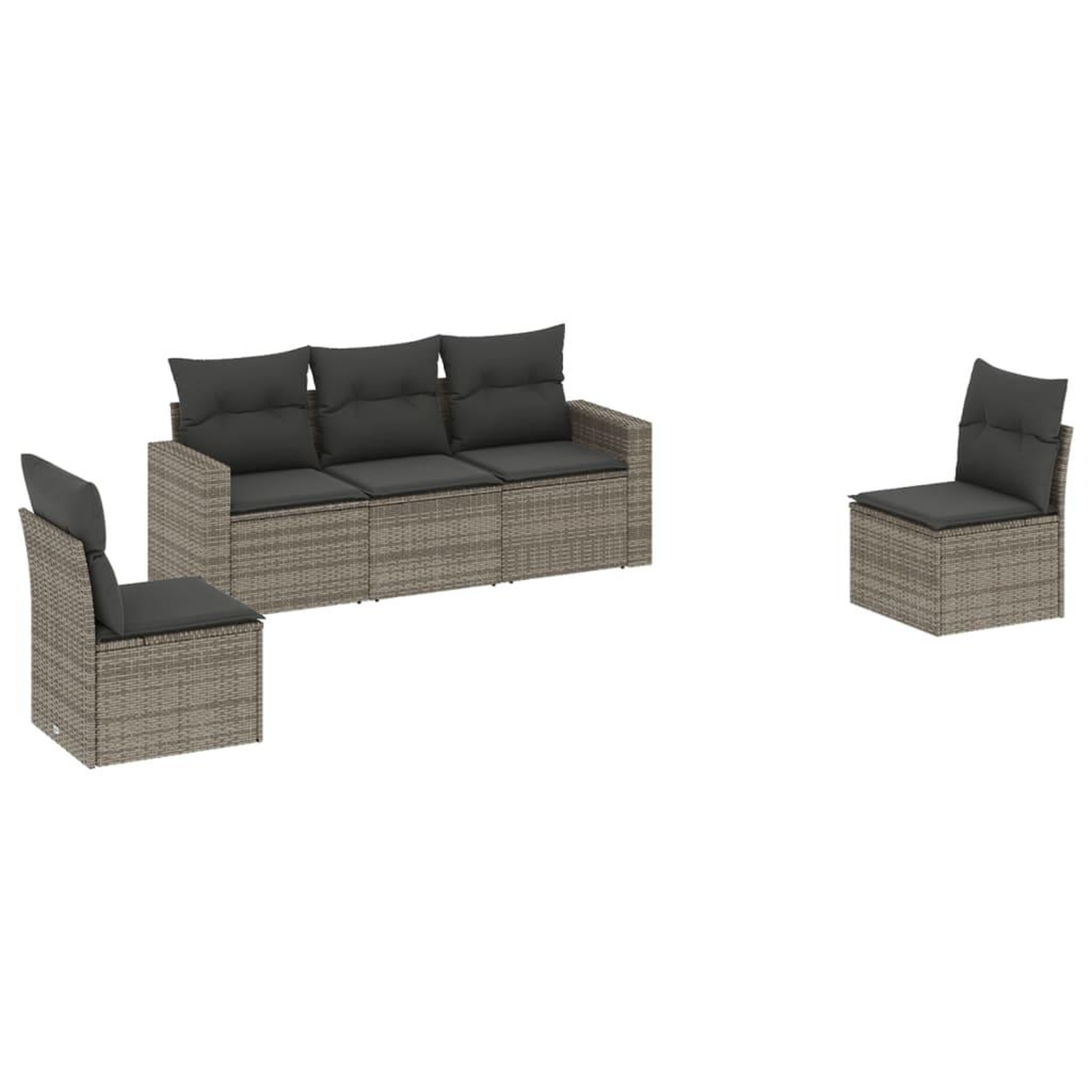 Voir la diapositive 2 : VIDAXL Salon de jardin 5 pcs avec coussins gris resine tressee