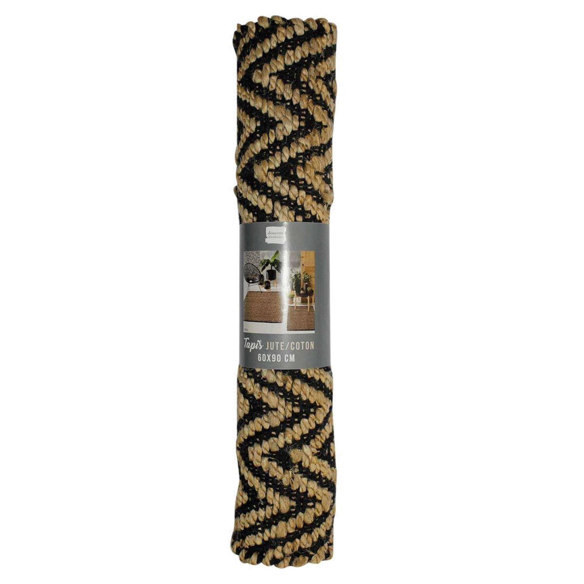 Voir la diapositive 5 : Douceur d'Intérieur Tapis déco en jute  zigzag  60x90cm noir & beige