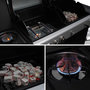 Voir la diapositive 6 : SWEEEK Barbecue 2 en 1 gaz et charbon. 3 brûleurs + 1 feu latéral. grill et fumoir avec tablettes et housse