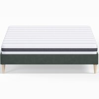 Ensemble lit adulte 90x190 cm en velours beige Dina + Matelas ressorts  ensachés Mousse HR - Homifab