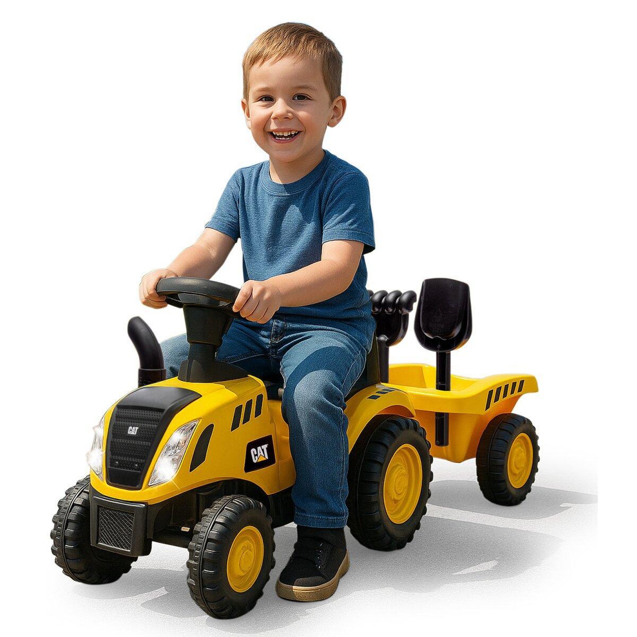 Voir la diapositive 3 : Jamara Porteur tracteur Cat jaune 2-en-1