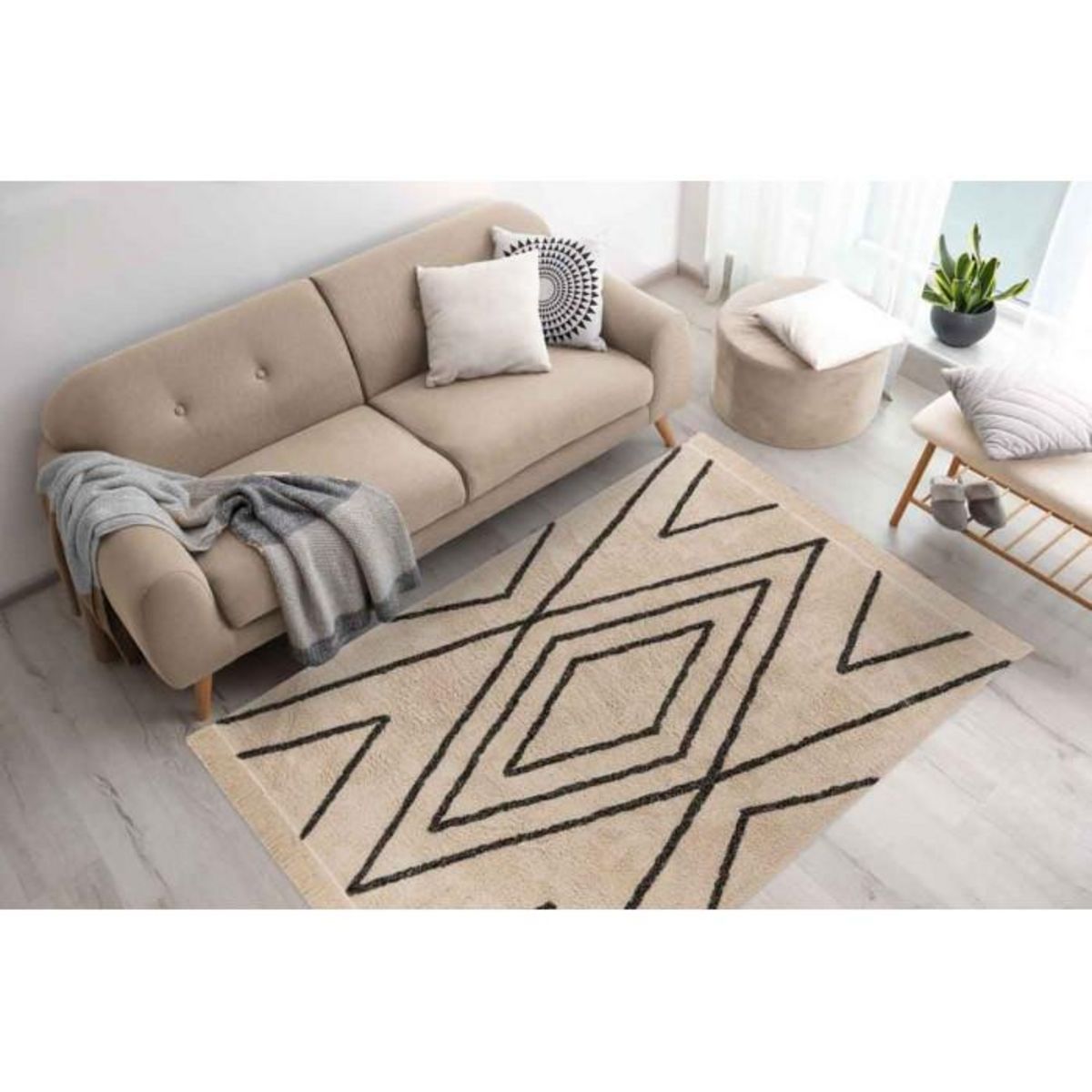 Paris Prix Tapis Tufté à la Main Ethnique  Mylen V  Beige & Noir