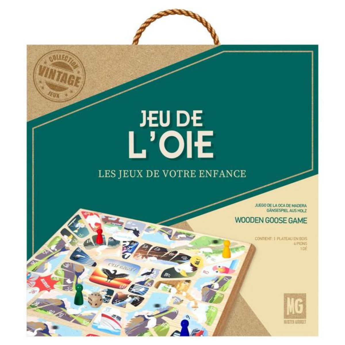 Paris Prix Jeu de l'Oie en Bois  Vintage  29cm Multicolore