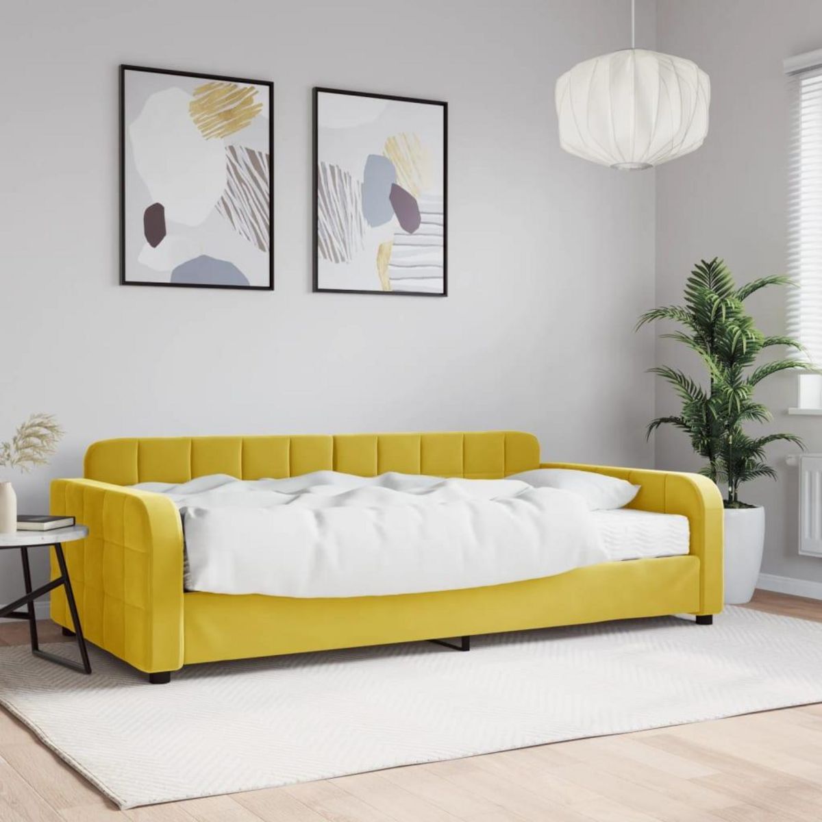 VIDAXL Lit de jour avec matelas jaune 100x200 cm velours