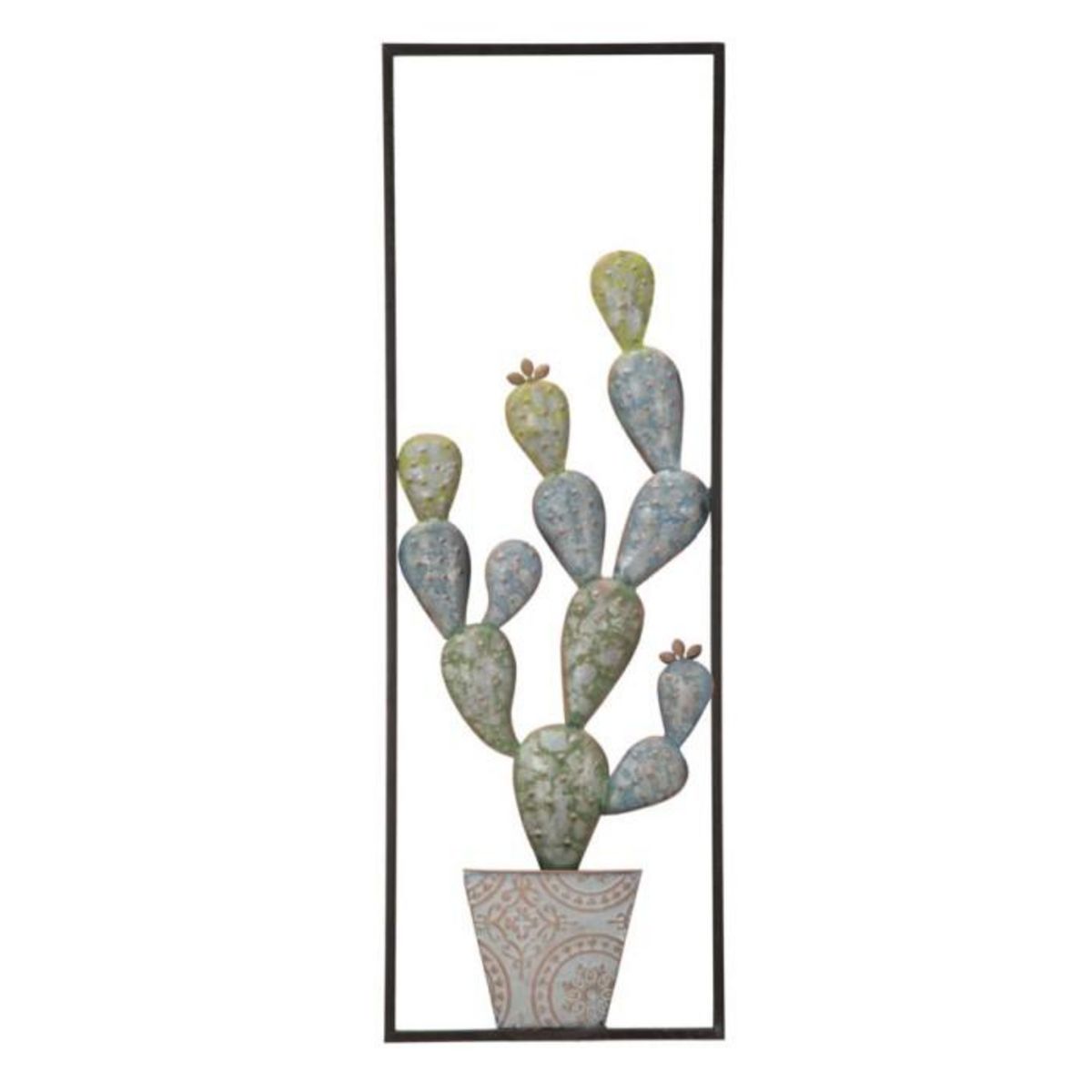 Paris Prix Déco Murale Encadrée en Métal  Cactus  90cm Multicolore