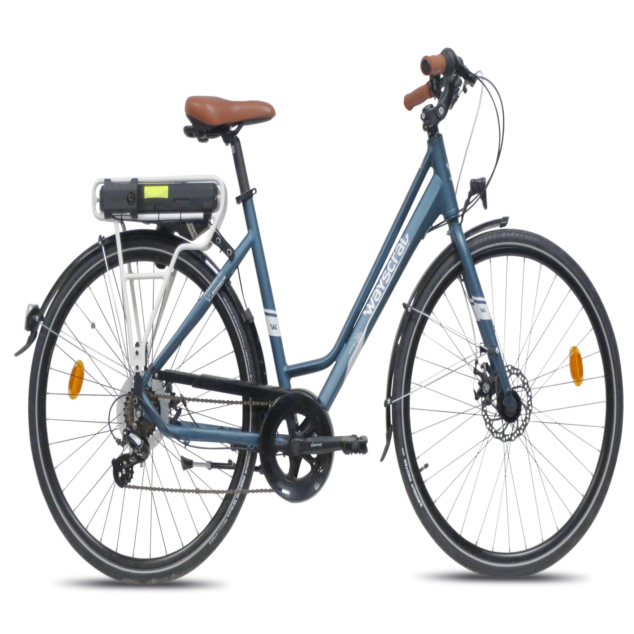 WAYSCRAL Vélo électrique 28'' ( VAE) Rigide Wayscral Powered by Michelin - Cadre Alu - Système intégré sous le porte bagage, compact et amovible en quelques secondes - Batterie 36V Li-ion 7 Ah 252 wh - Shimano - Autonomie 45 Kms maximum