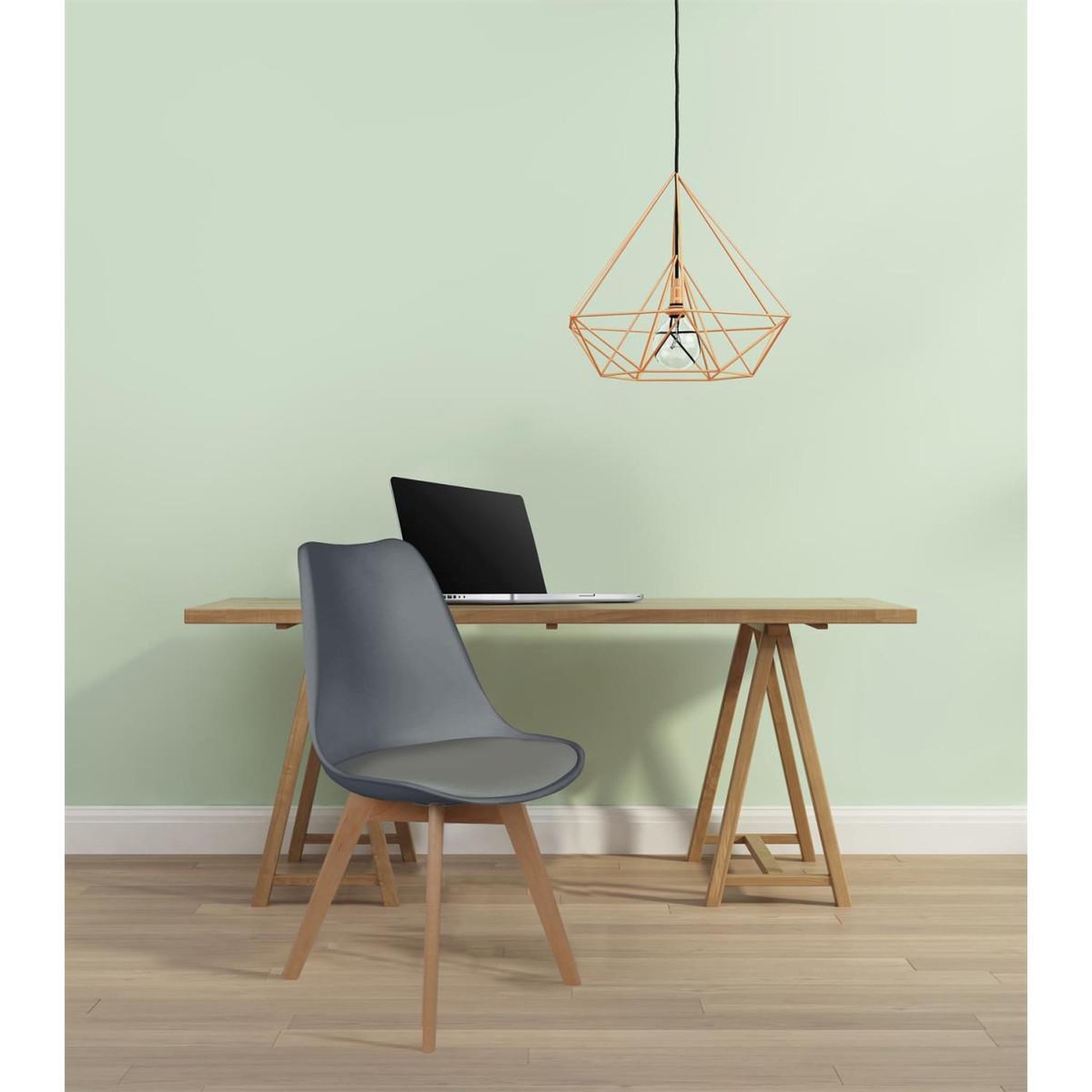 Voir la diapositive 6 : The Home Deco Factory Lot de 2 Chaises Scandinave  Coquil  81cm Gris Foncé