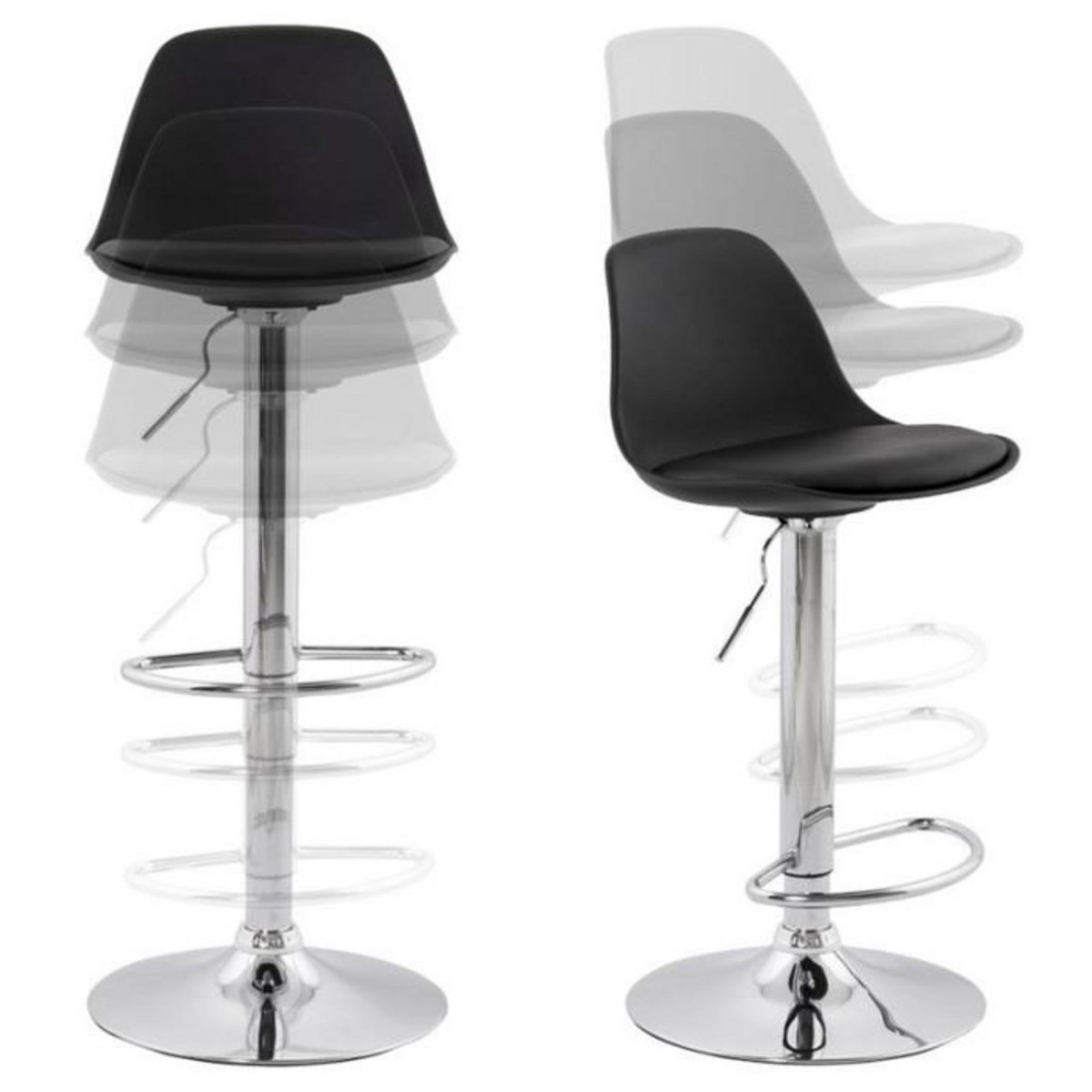 Paris Prix Tabouret de Bar  Queen  81-104cm Noir