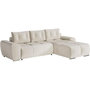 Voir la diapositive 4 : LOUNGITUDE Canapé d'angle droit 4 places convertible CASSANDRA avec coffre en tissu - Beige - L270 x P181 x H89cm - LOUNGITUDE