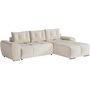 Voir la diapositive 4 : LOUNGITUDE Canapé d'angle droit 4 places convertible CASSANDRA avec coffre en tissu - Beige - L270 x P181 x H89cm - LOUNGITUDE