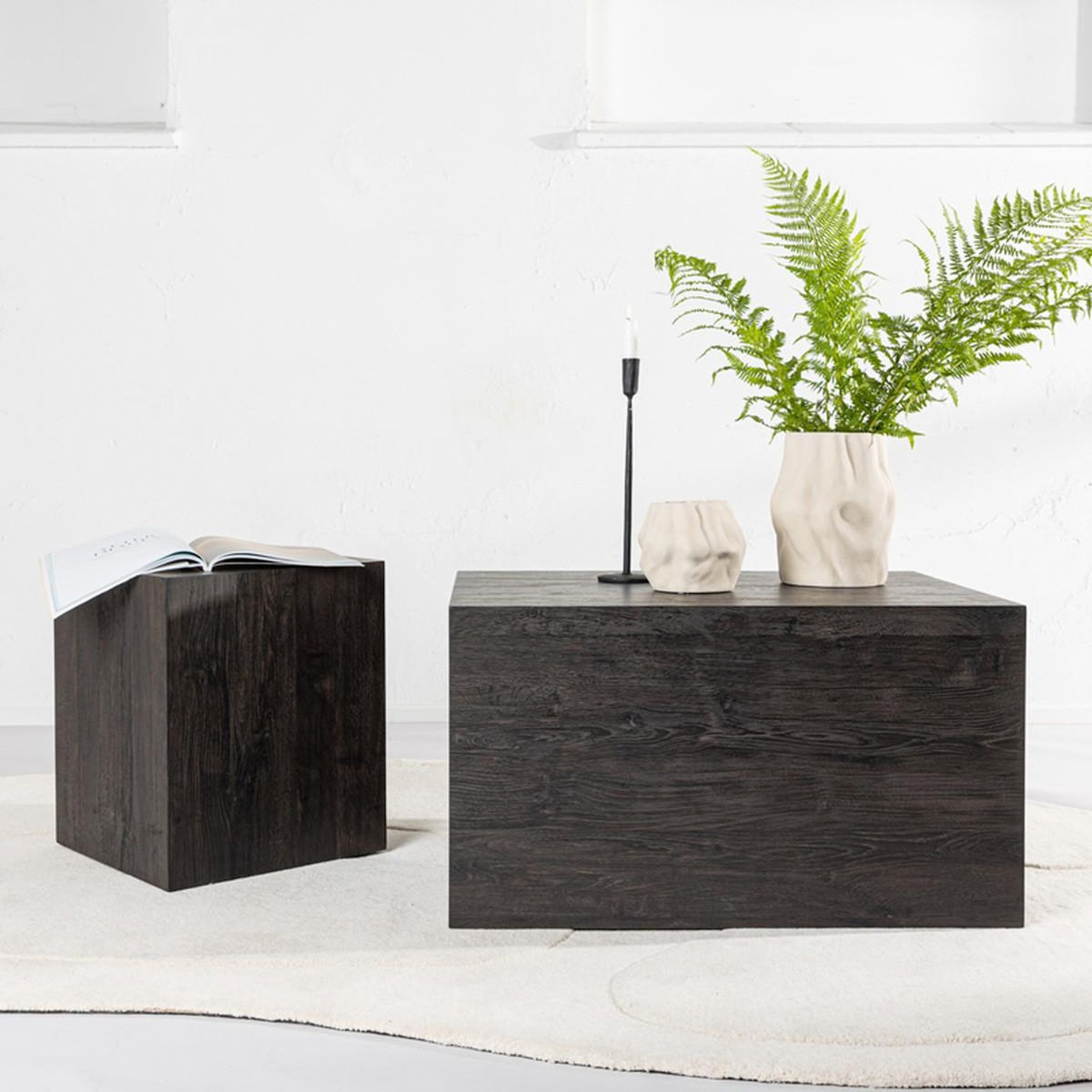 Paris Prix Lot de 2 Tables Basses Effet Bois  York  80cm Marron Foncé