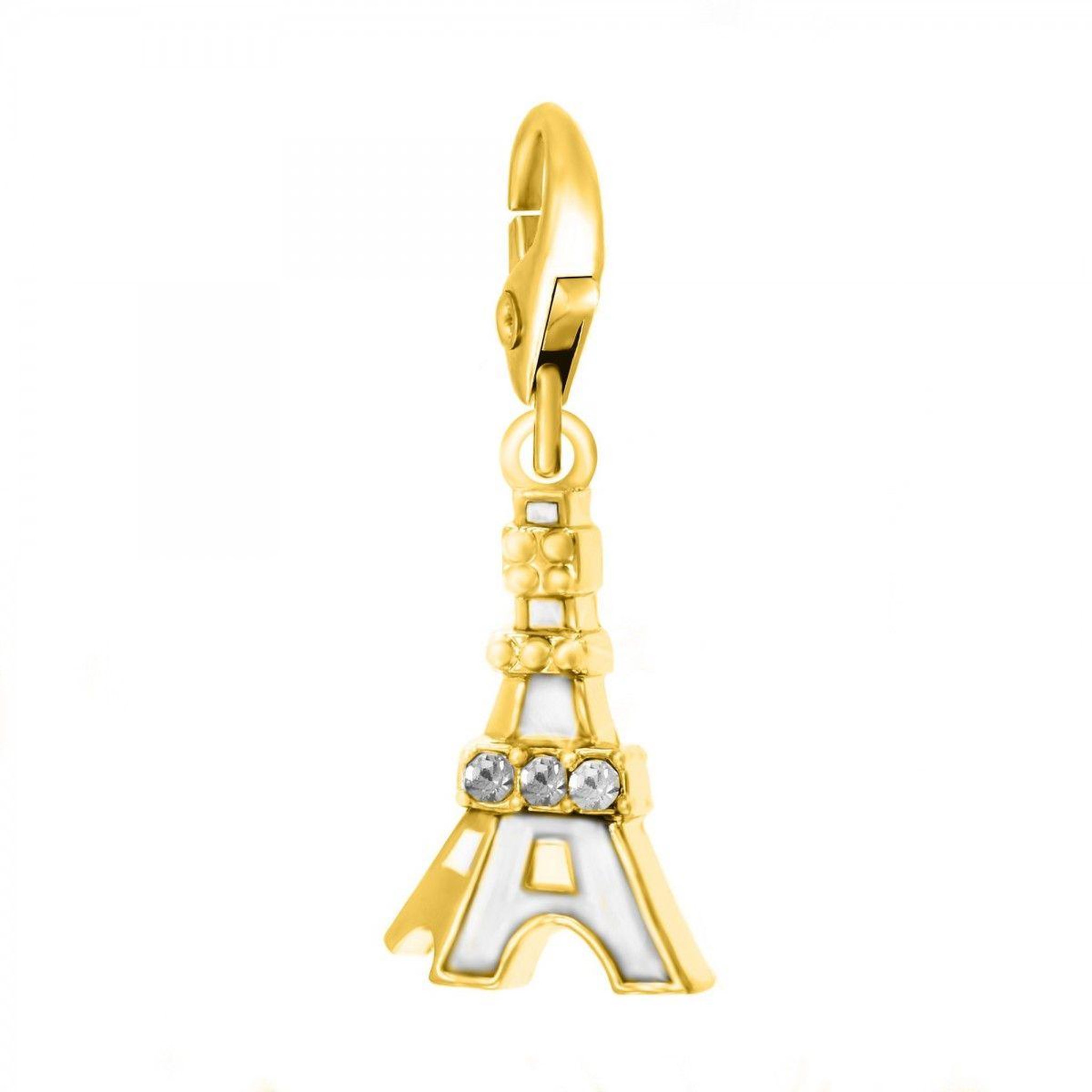 SC CRYSTAL Charm Tour Eiffel doré SC Crystal orné de Cristaux scintillants