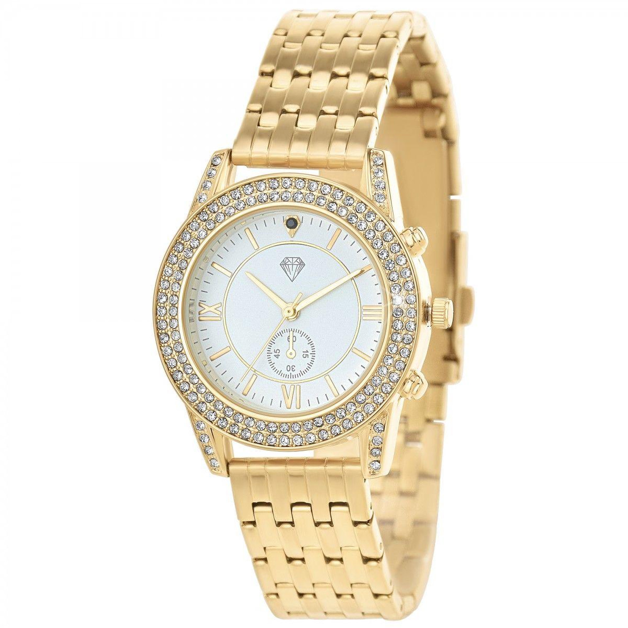 Voir la diapositive 1 : SC CRYSTAL Montre Elyssa élégante ornée d'un diamant noir et de cristaux scintillants par SC Crystal