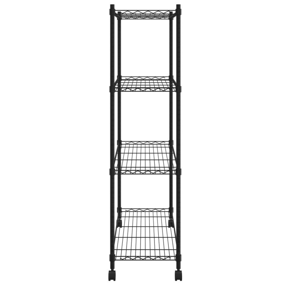 VIDAXL Etagere de rangement 4 niveaux et roues 90x35x137cm Noir 200 kg