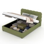 CONCEPT USINE Lit nuage avec coffre de rangement 140x190cm en velours vert DALLAS