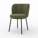 MAISON PAVANE Chaise en tissu vert chiné et pieds noirs-Aby