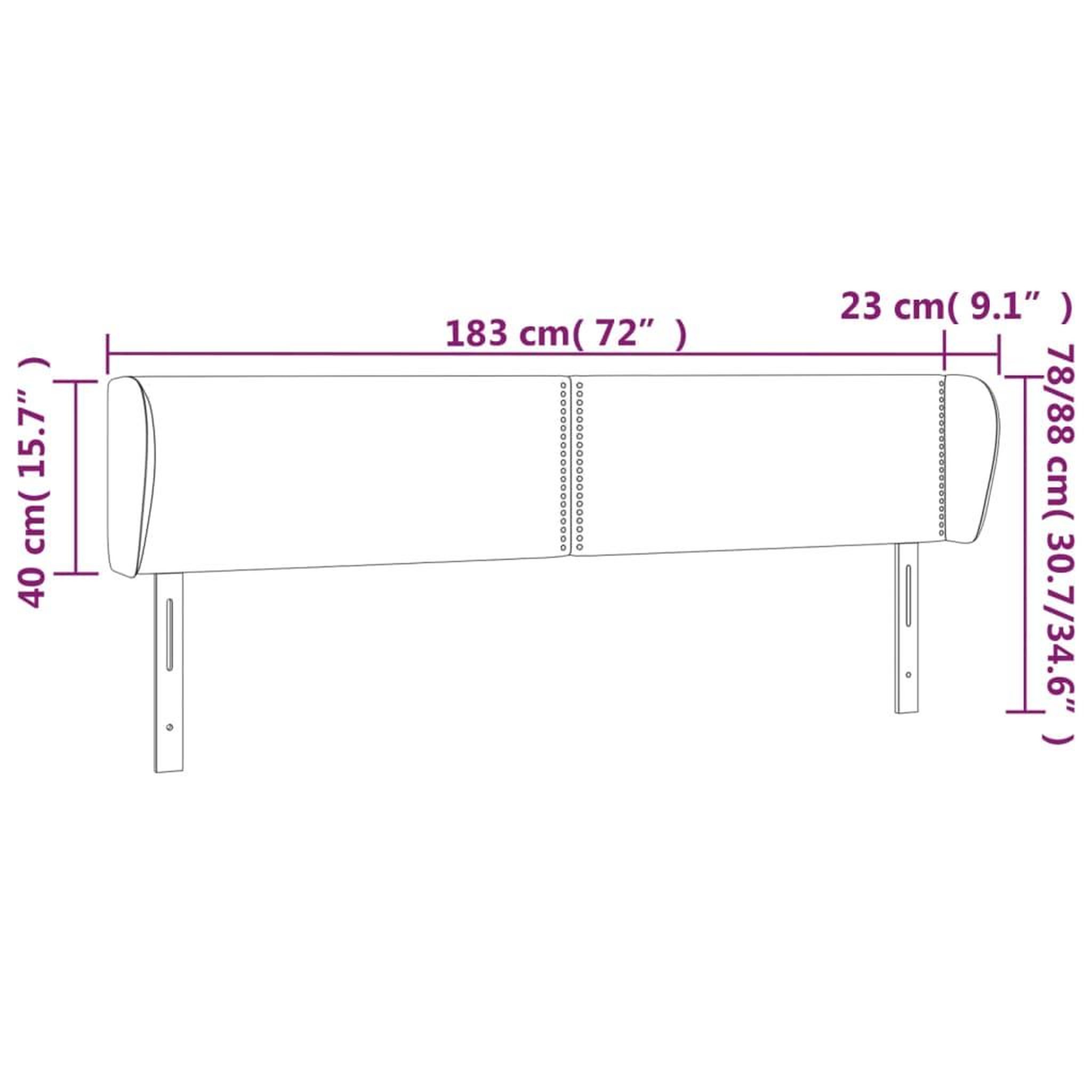 Voir la diapositive 6 : VIDAXL Tete de lit avec oreilles Marron fonce 183x23x78/88 cm Tissu