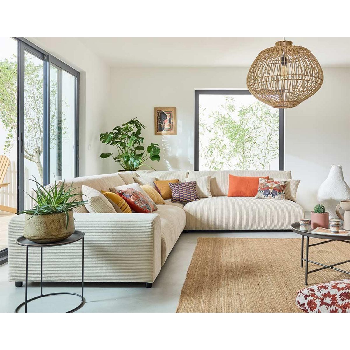 LISA DESIGN Garance - module d'assise 2 places sans accoudoirs - en velours côtelé