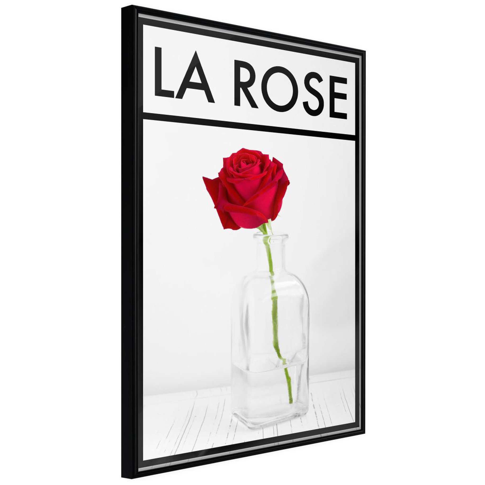 Paris Prix Affiche murale encadrée  rose in the vase. Coloris disponibles : Jaune, Noir