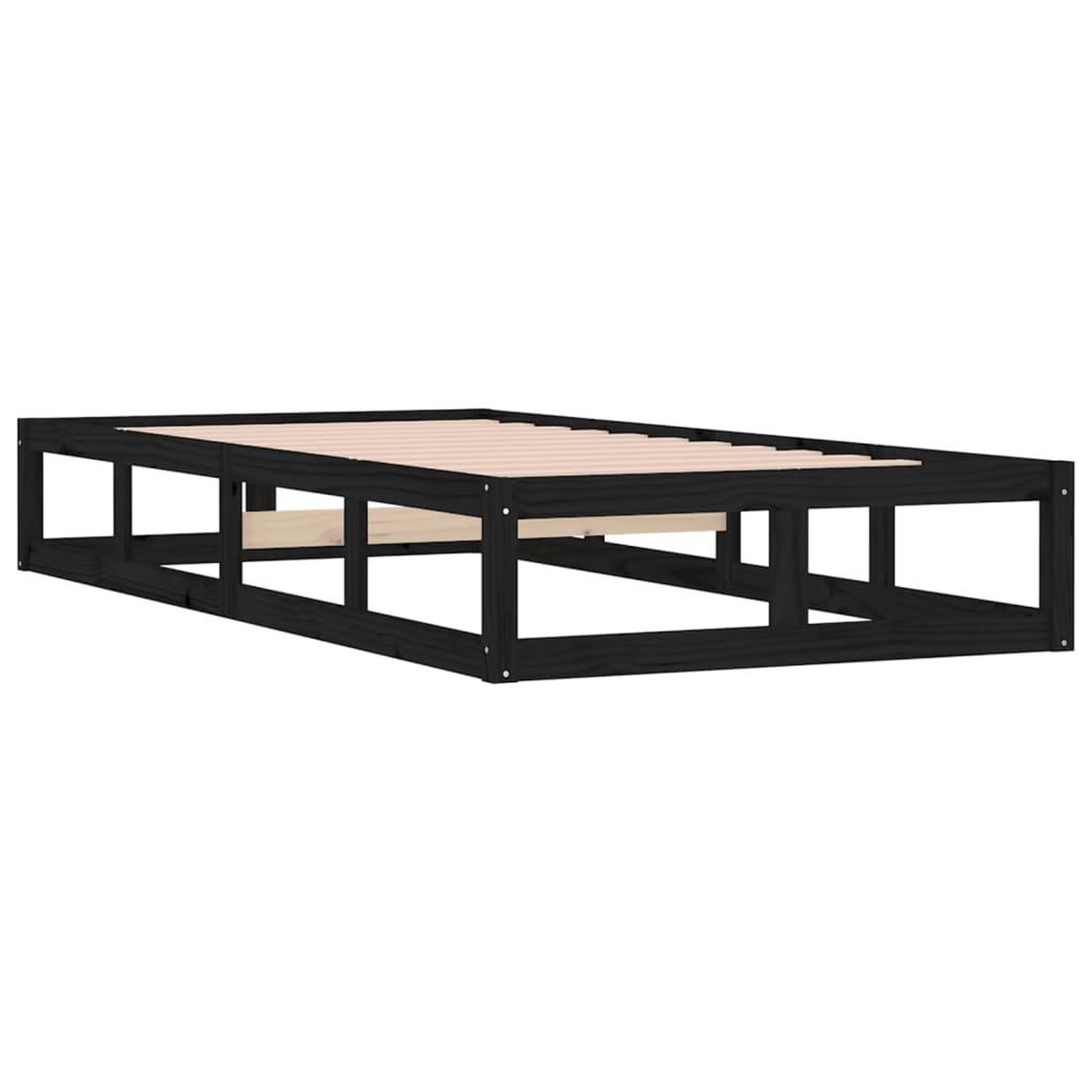 Voir la diapositive 4 : VIDAXL Cadre de lit sans matelas noir 75x190 cm bois massif