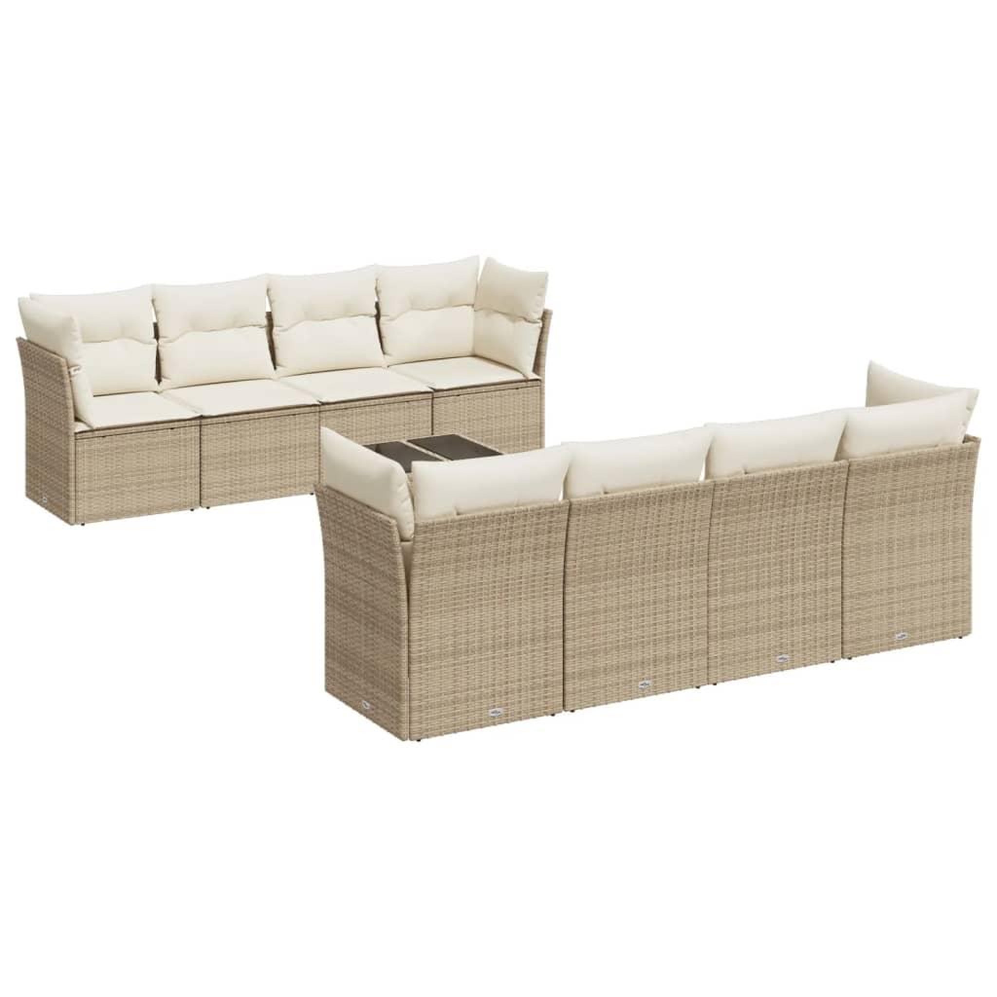 Voir la diapositive 2 : VIDAXL Salon de jardin avec coussins 9 pcs beige resine tressee