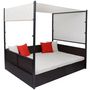 Voir la diapositive 3 : VIDAXL Lit de jardin avec auvent Marron 190x130 cm Resine tressee
