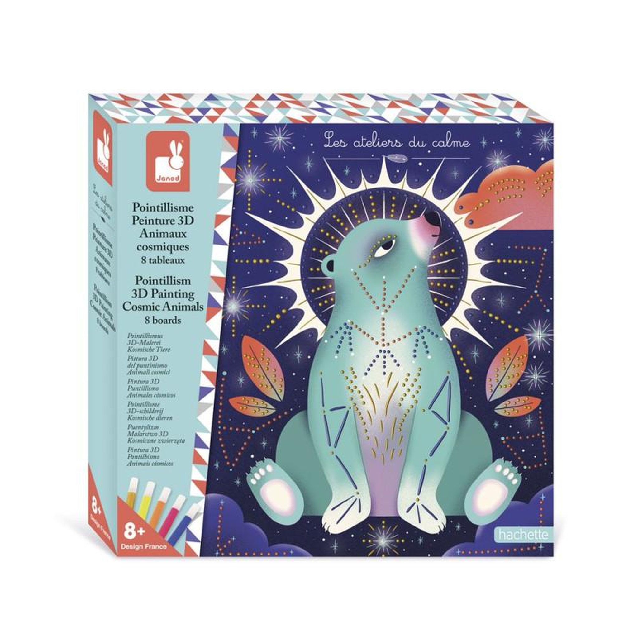 JANOD Jeu créatif Janod Pointillisme et Peinture 3D Animaux cosmiques