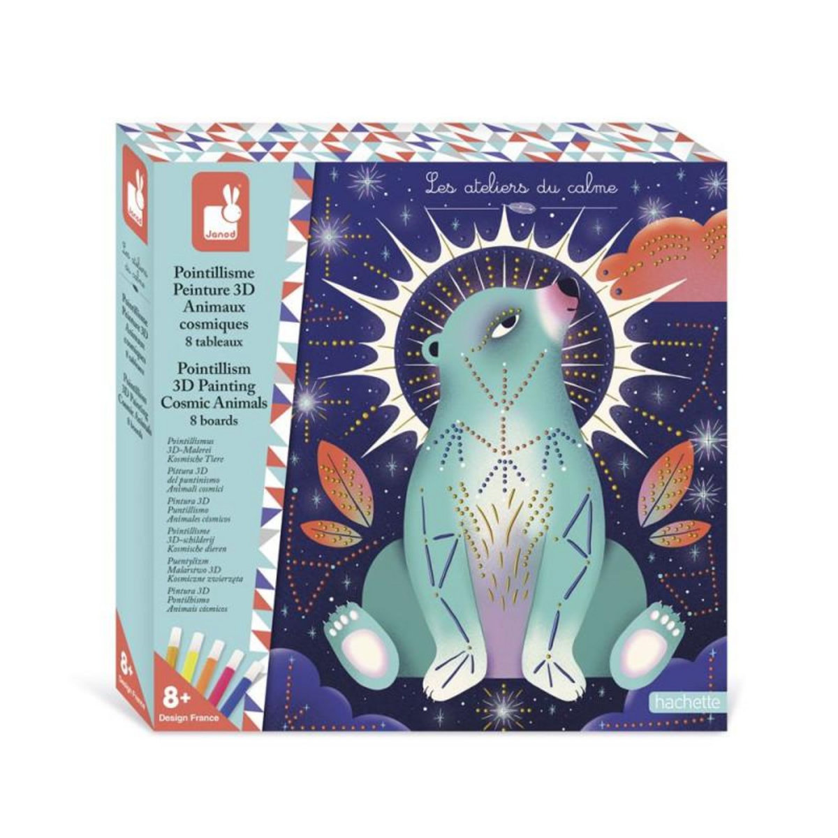 JANOD Jeu créatif Janod Pointillisme et Peinture 3D Animaux cosmiques