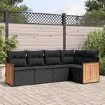 VIDAXL Salon de jardin 5 pcs avec coussins noir resine tressee
