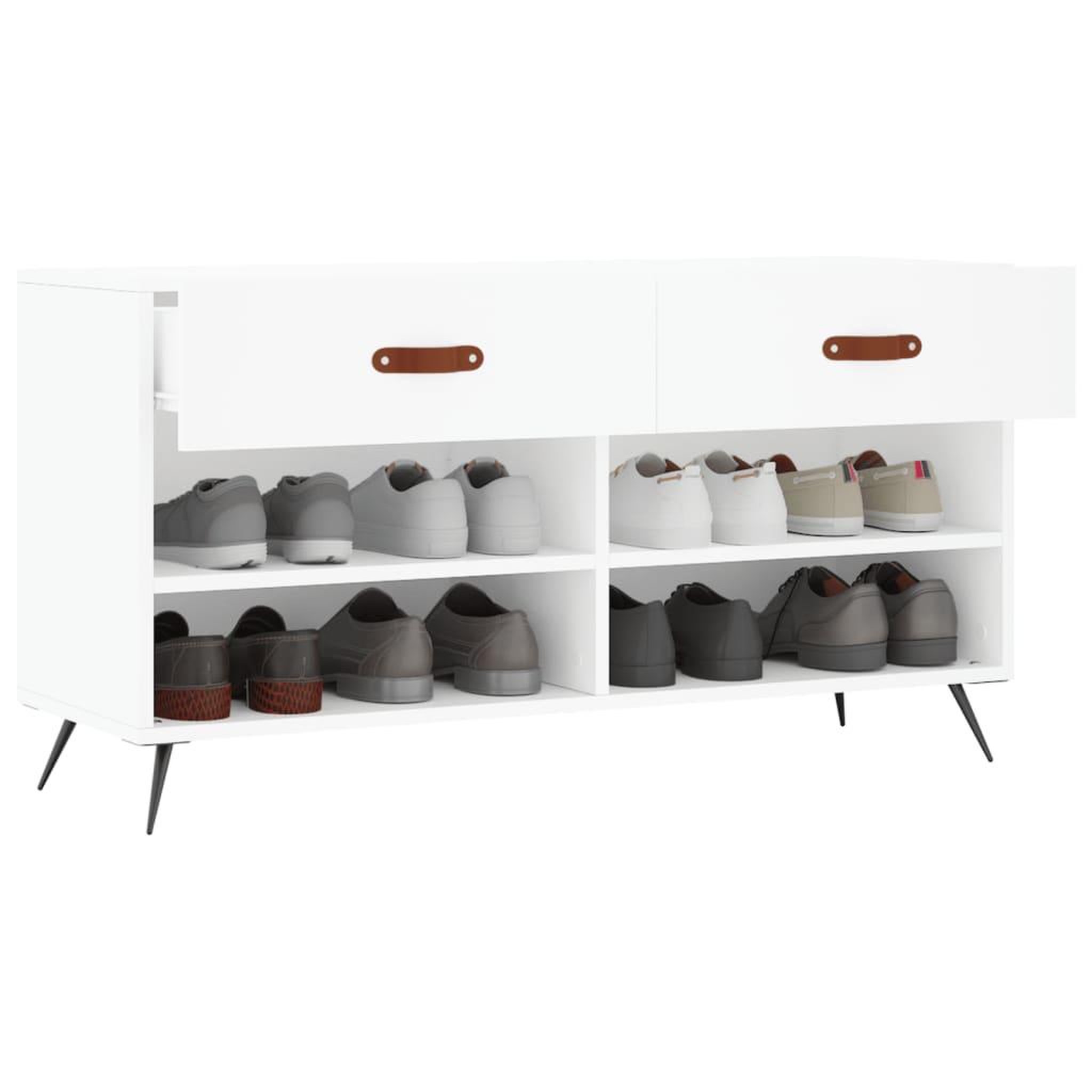 Voir la diapositive 4 : VIDAXL Banc a chaussures blanc 102x35x55 cm bois d'ingenierie