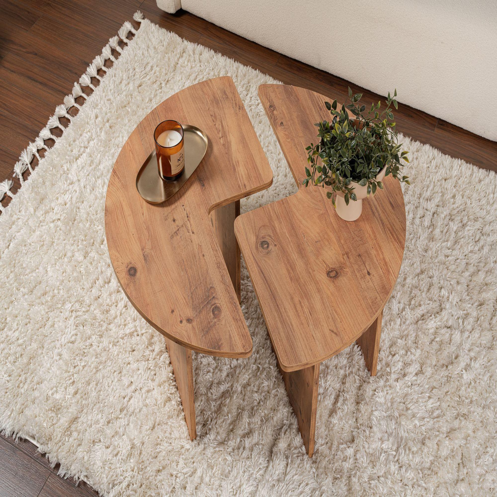 Voir la diapositive 4 : Habitat et Jardin Table basse en bois  moira  90 x 90 x 41 cm - pin atlantique