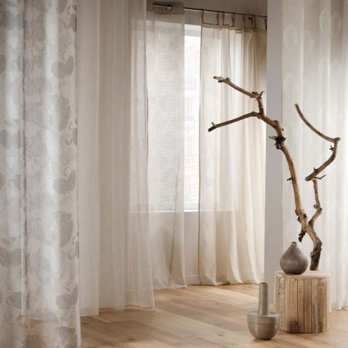 Paris Prix Rideau Voilage à Œillets  Ginko  140x240cm Noisette