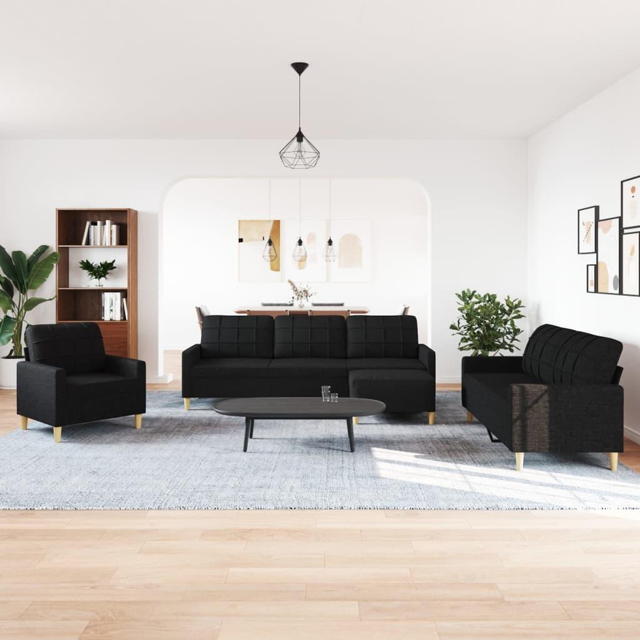 Voir la diapositive 3 : VIDAXL Ensemble de canapes 4 pcs avec repose-pied noir tissu