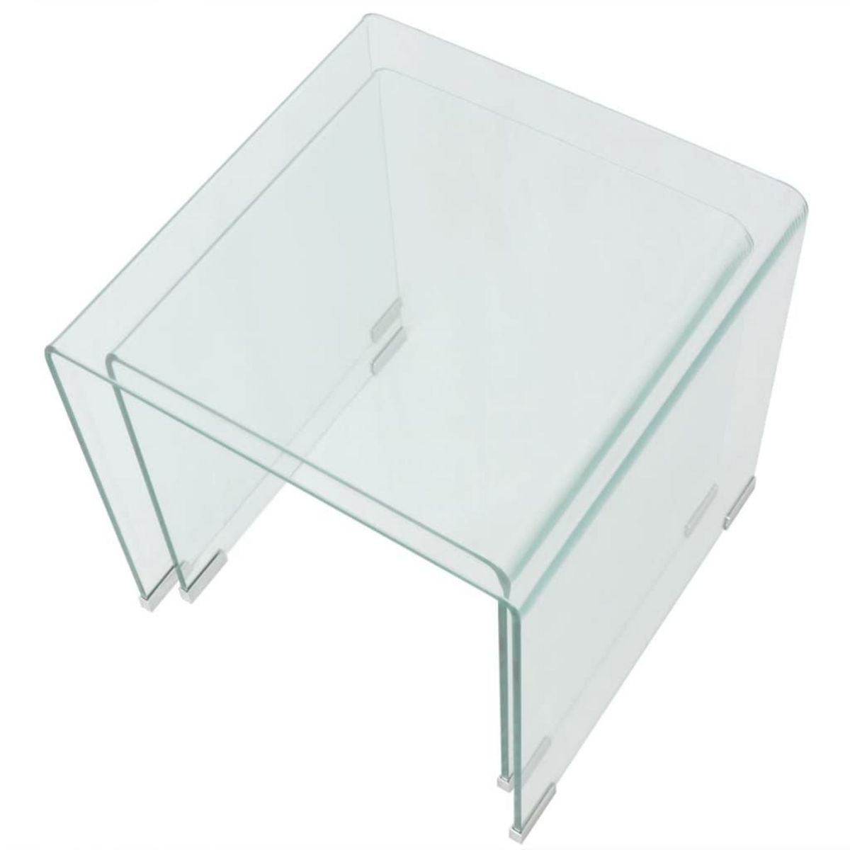 VIDAXL Ensemble de tables gigognes 2 Pieces Verre trempe Transparent