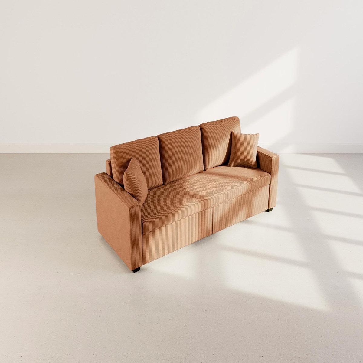 BEST MOBILIER Cyrus - canapé droit 3 places convertible en velours côtelé