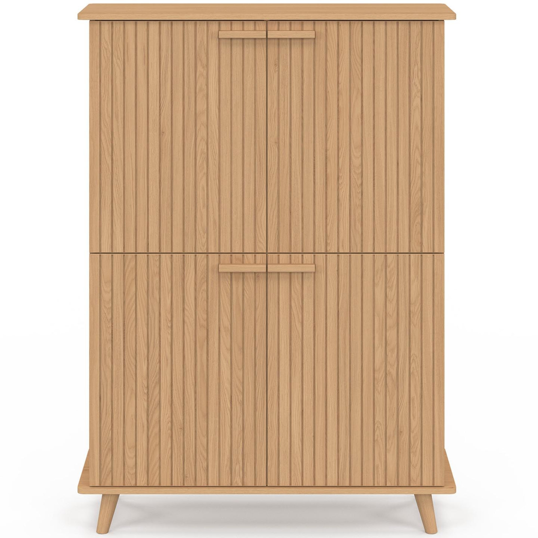 Voir la diapositive 4 : ID MARKET Meuble de rangement 4 portes juliette effet lattes tasseau bois coloris chêne
