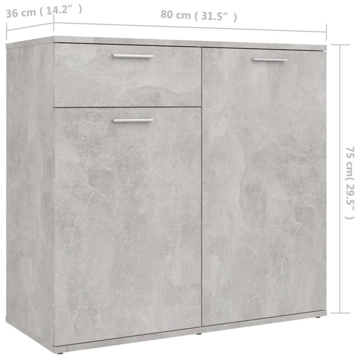 VIDAXL Buffet gris beton 80x36x75 cm bois d'ingenierie