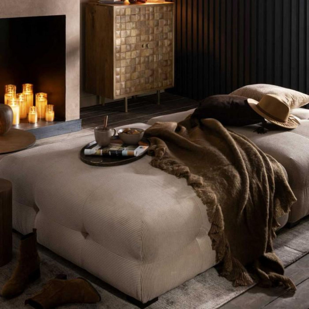 Paris Prix Plaid Uni à Franges  Glen  130x180cm Marron