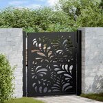 VIDAXL Portail de jardin noir 105x106 cm acier conception de vagues