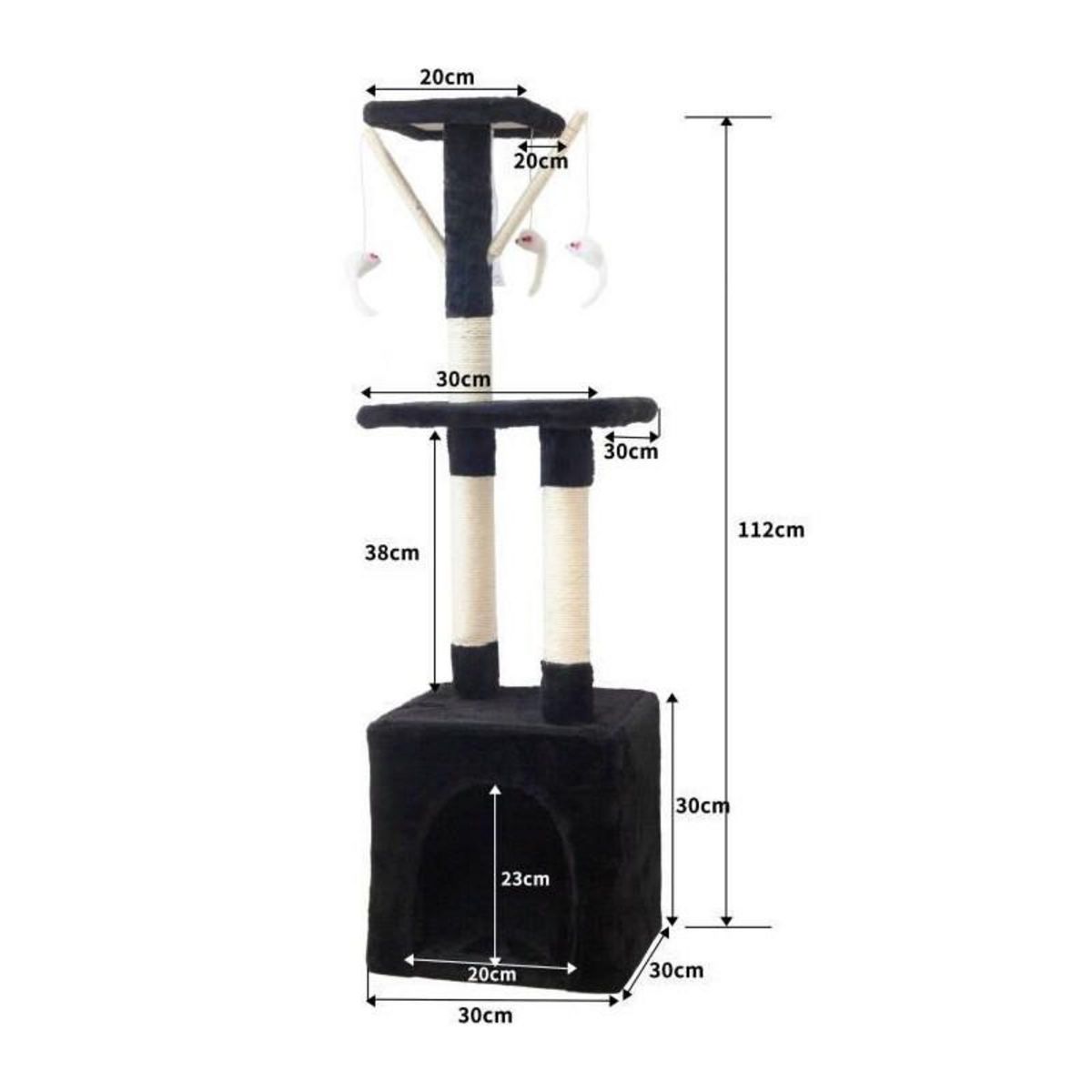 GENERIQUE Arbre a chat BETTY - 30 x 30 x 110 cm - Noir