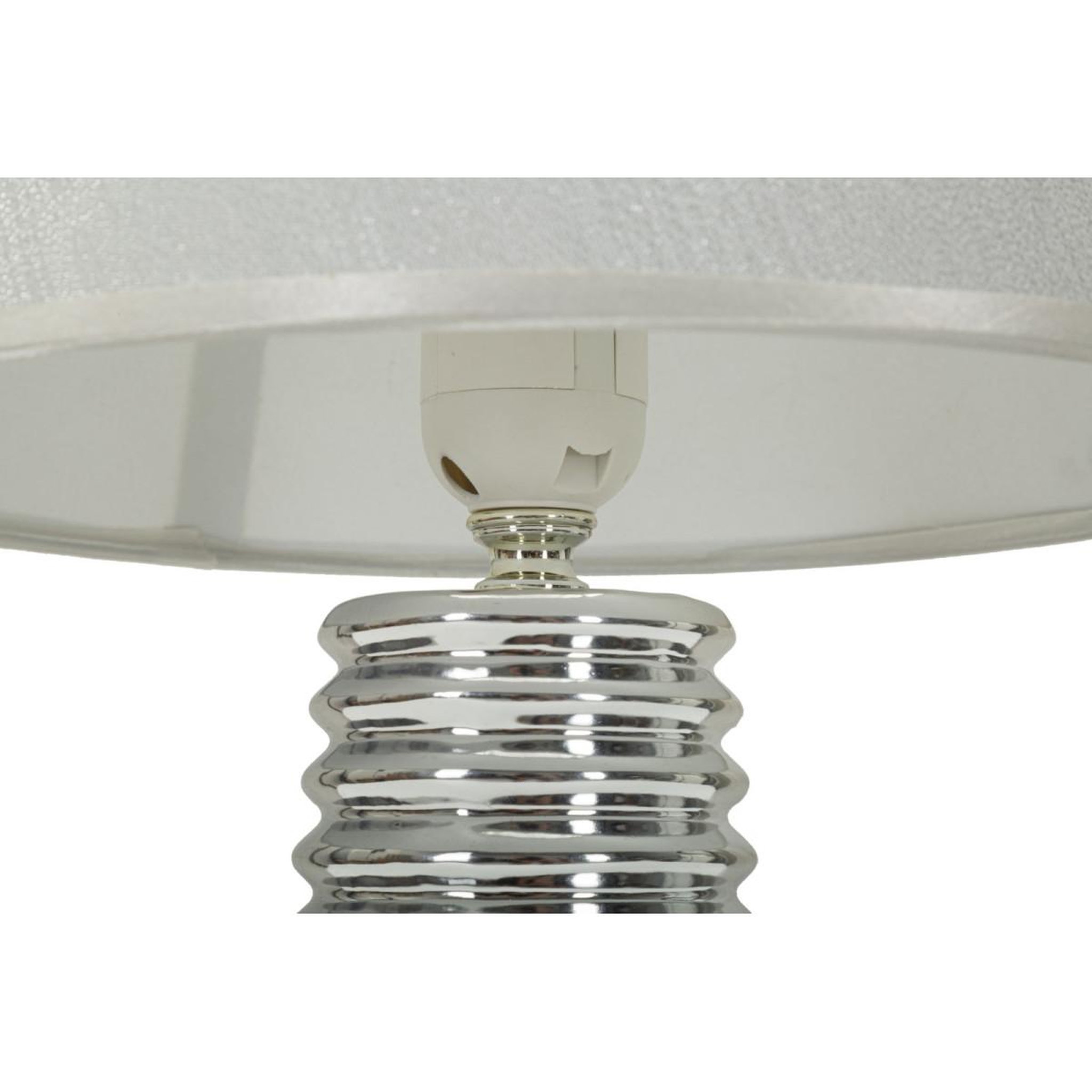 Voir la diapositive 3 : Paris Prix Lampe à poser en céramique  candela  41cm argent & blanc