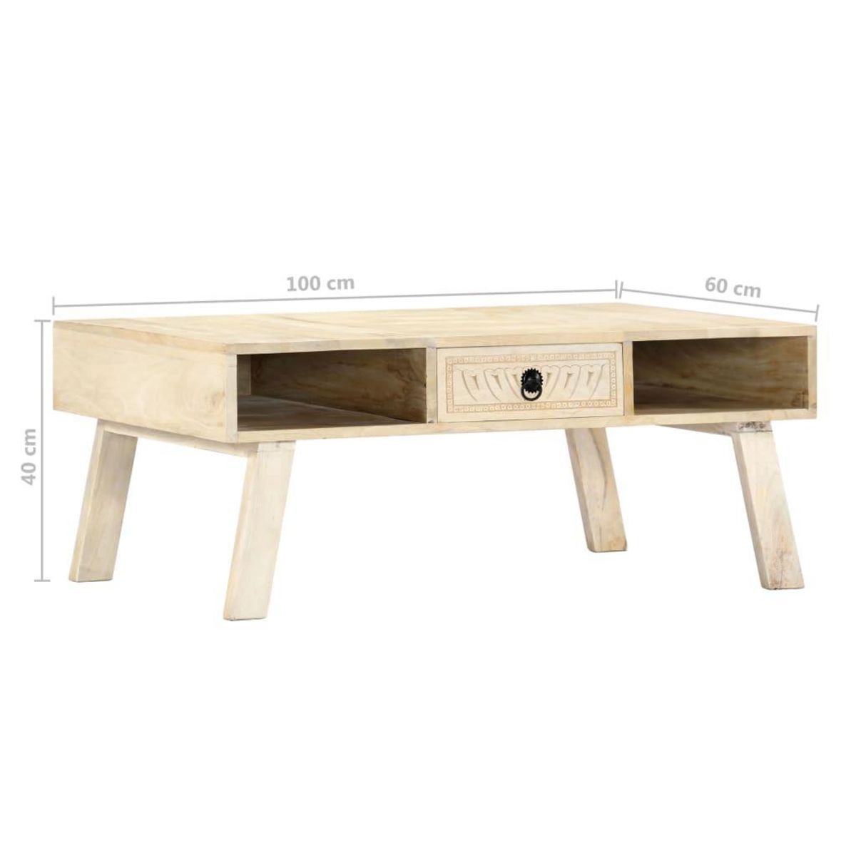 VIDAXL Table basse 100x60x40 cm Bois de manguier massif