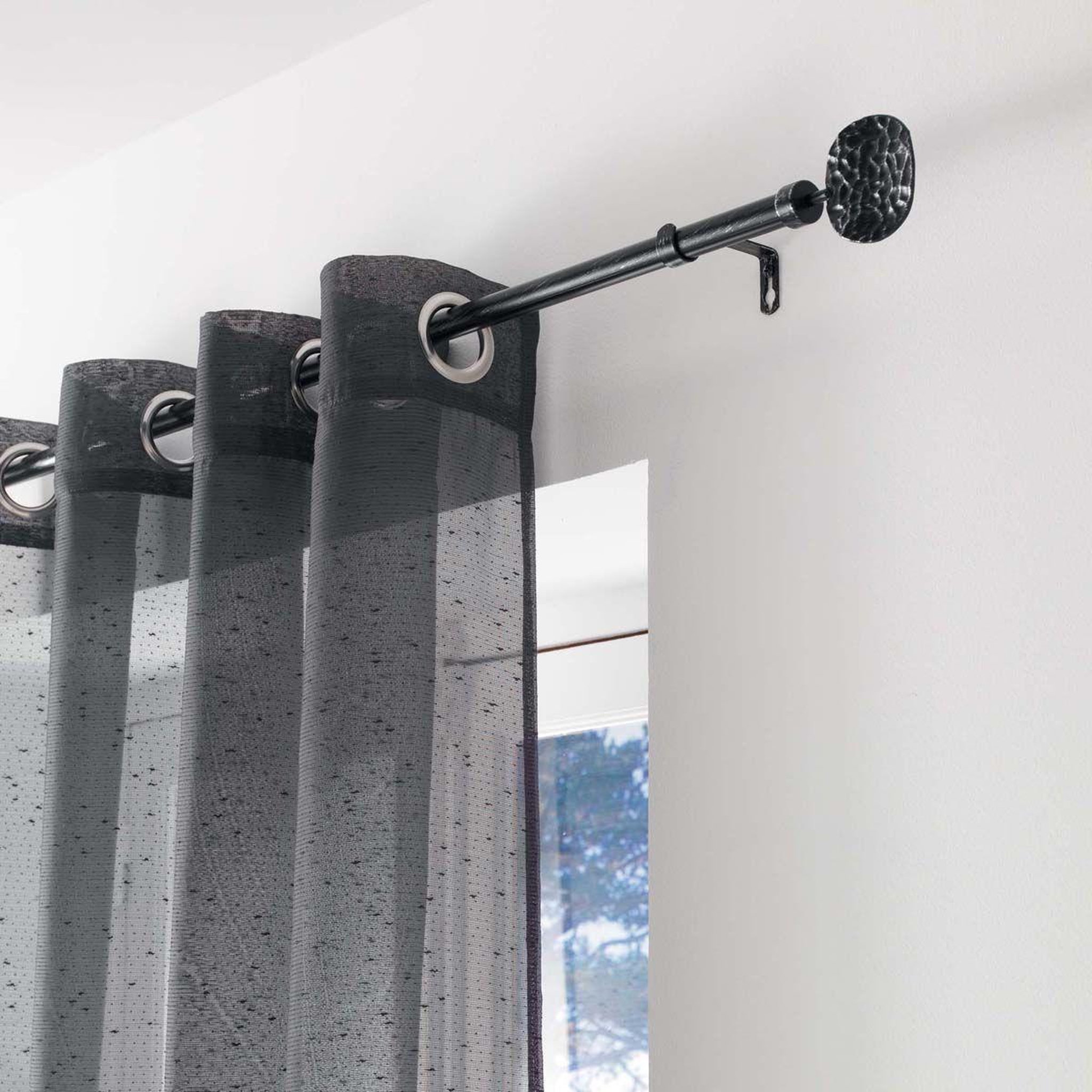 Voir la diapositive 3 : Douceur d'Intérieur Kit tringle déco extensible  bullette  120-210cm noir