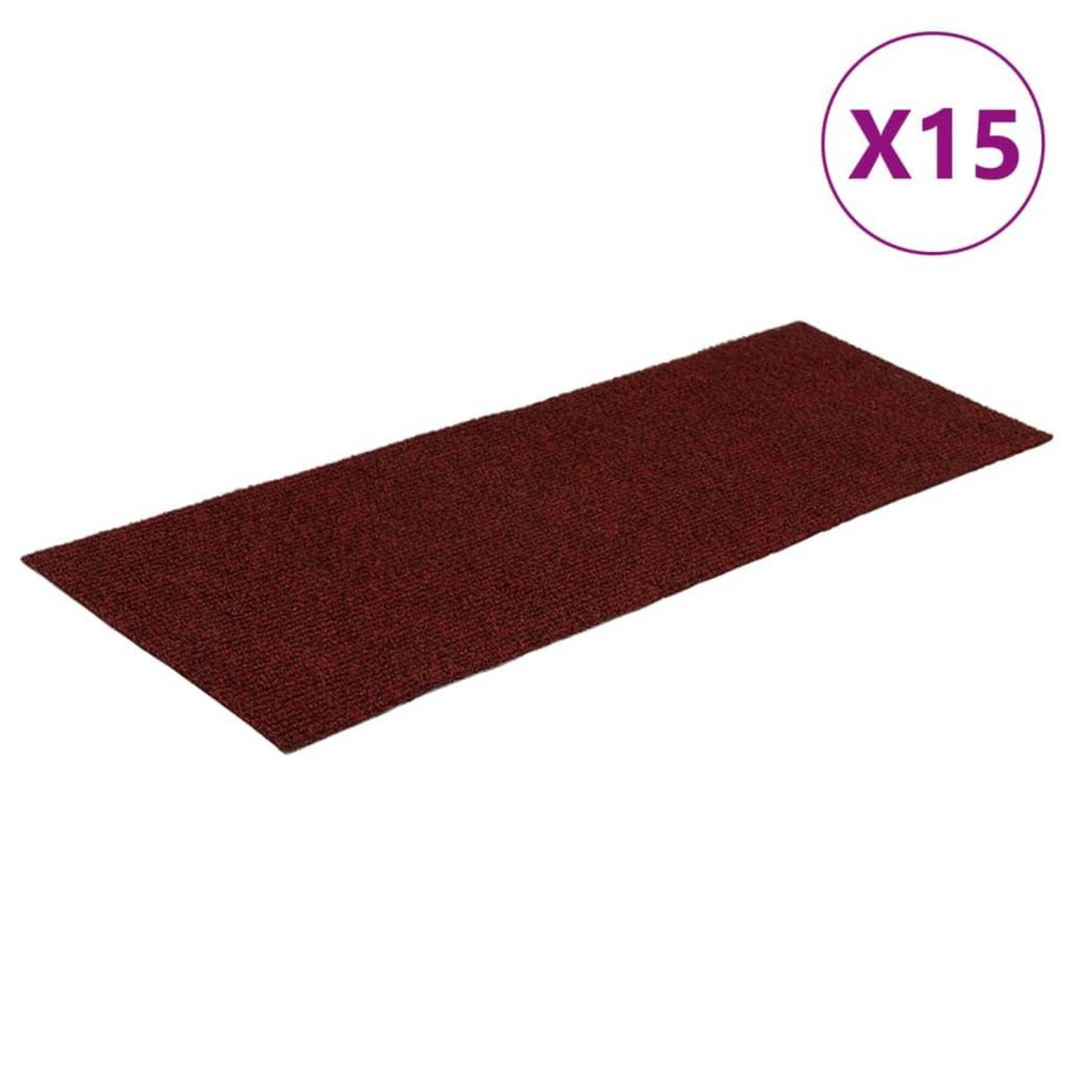 VIDAXL Tapis d'escalier autocollants Rectangulaire 15pcs 60x25cm Rouge